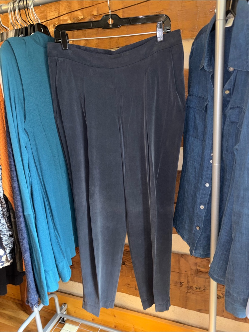 Kit and Ace Slate Blue Pleated Pull-On Trousers
